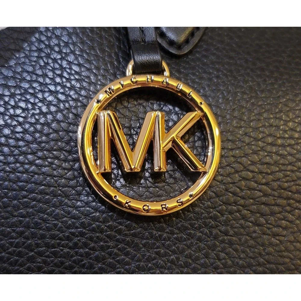Michael Kors Austen Medium Leather Satchel Purse, Black